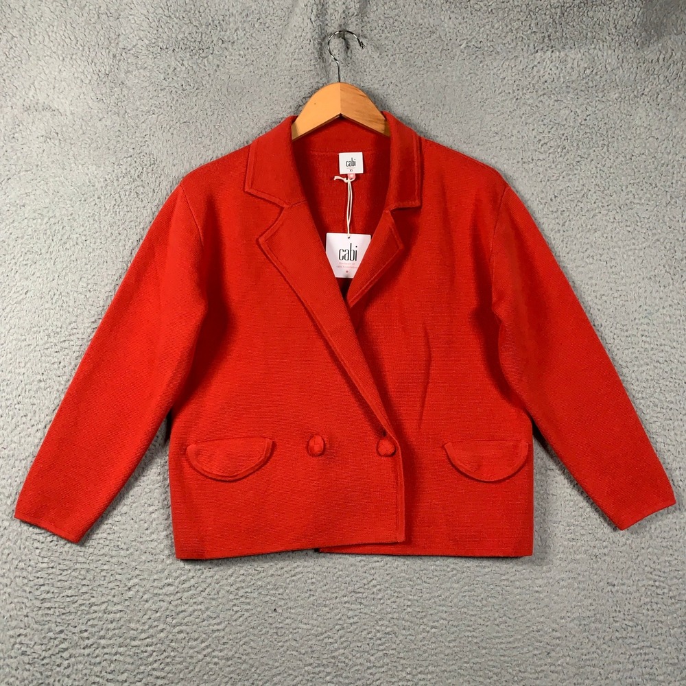 Cabi Coronation Cardigan Sweater Women XS Red Double Breasted Knit Blazer Jacket